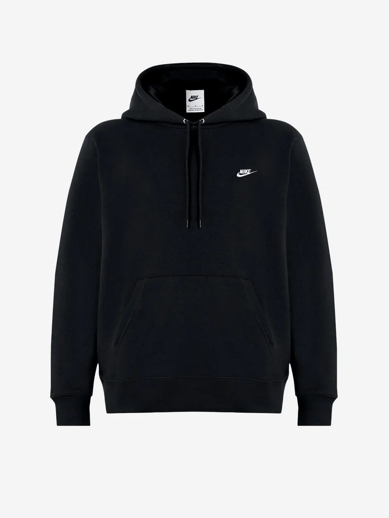 Felpa pullover nera con cappuccio e swoosh
