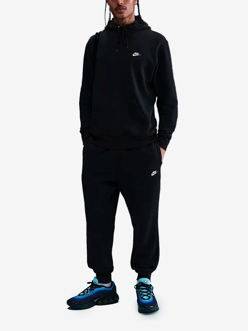 Felpa pullover nera con cappuccio e swoosh