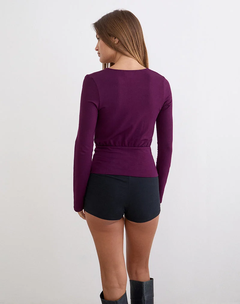 Sheon Langarm-Oberteil aus Rayon-Jersey, Farbe: Fig