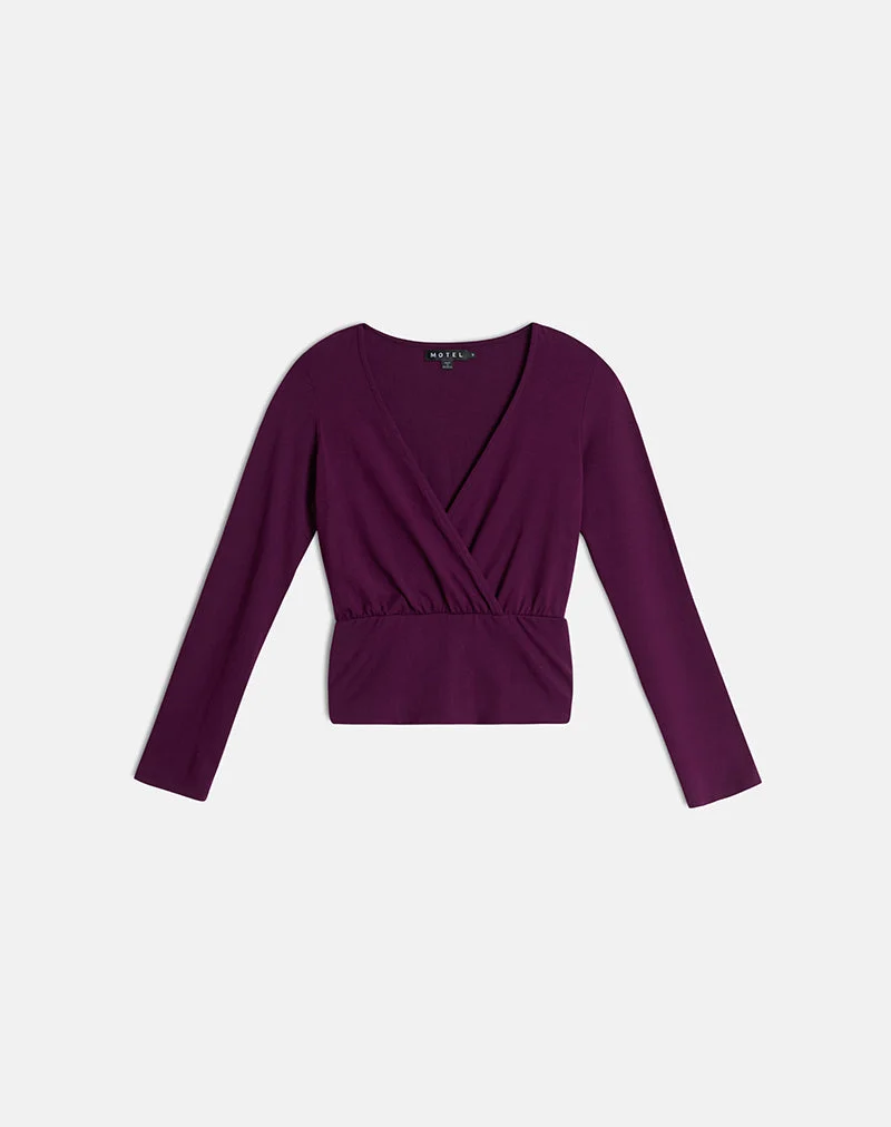 Sheon Langarm-Oberteil aus Rayon-Jersey, Farbe: Fig