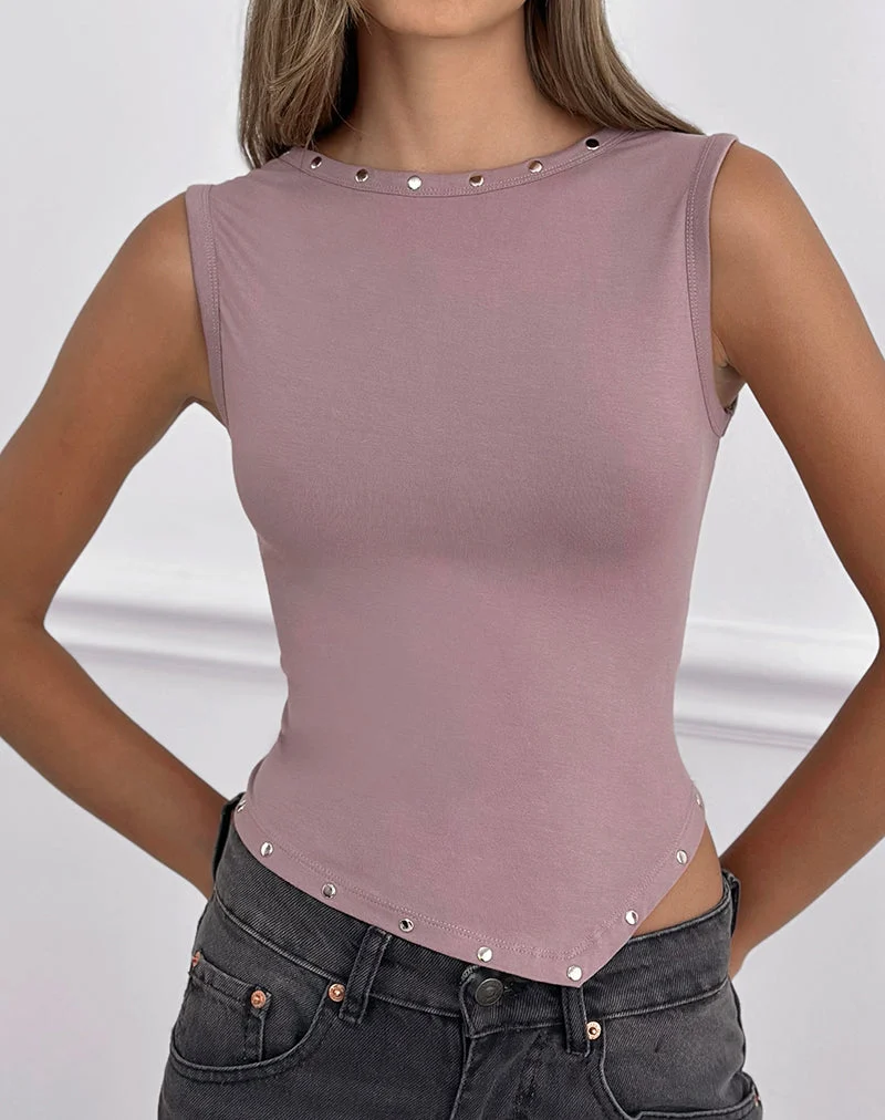 Yetta-Weste mit doppelten Nieten in Dusty Mauve