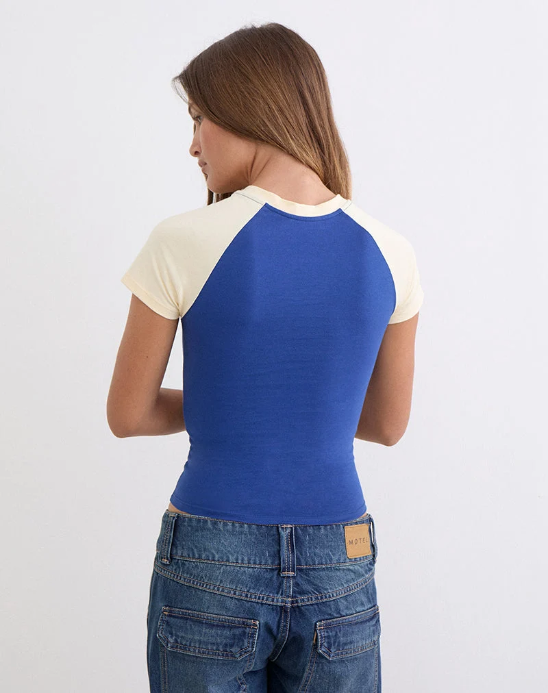 Agneta-T-Shirt in der Farbkombination „Dazzling Blue“ und „Buttermilk“