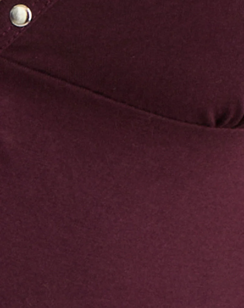 Mioto Halterneck-Top mit Schlüssellochausschnitt und Nieten aus Rayon in Dunkelpflaume