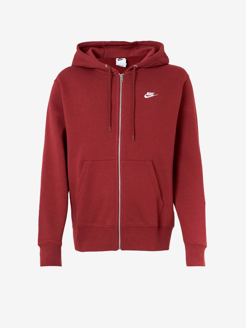 Felpa bordeaux con cappuccio e zip a tutta lunghezza in fleece