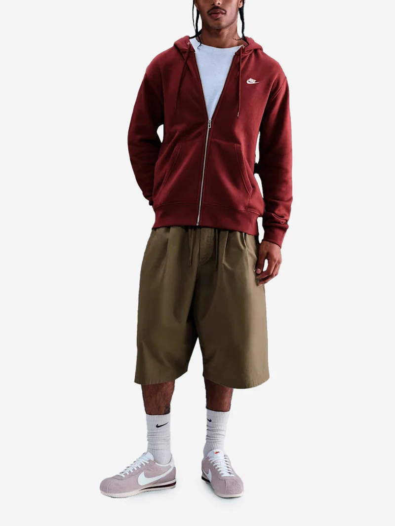 Felpa bordeaux con cappuccio e zip a tutta lunghezza in fleece