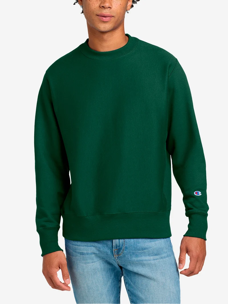 Felpa girocollo verde Reverse Weave Made in USA