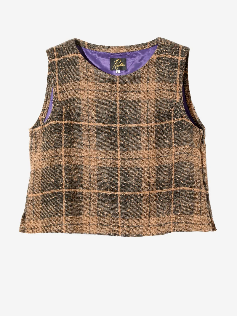 Gilet in tweed di lana a quadri