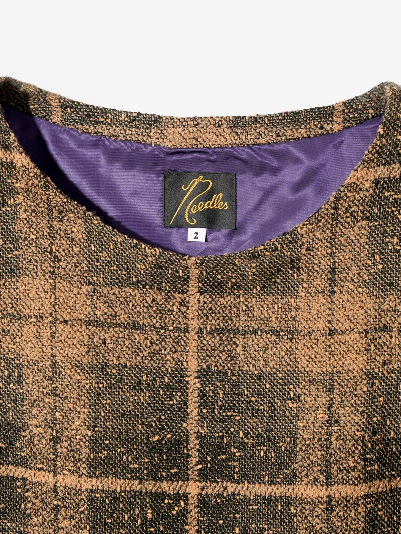 Gilet in tweed di lana a quadri