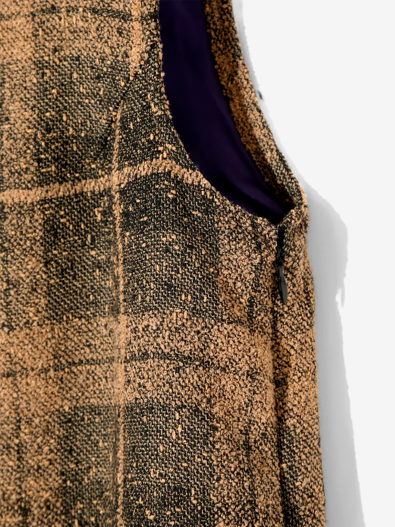 Gilet in tweed di lana a quadri