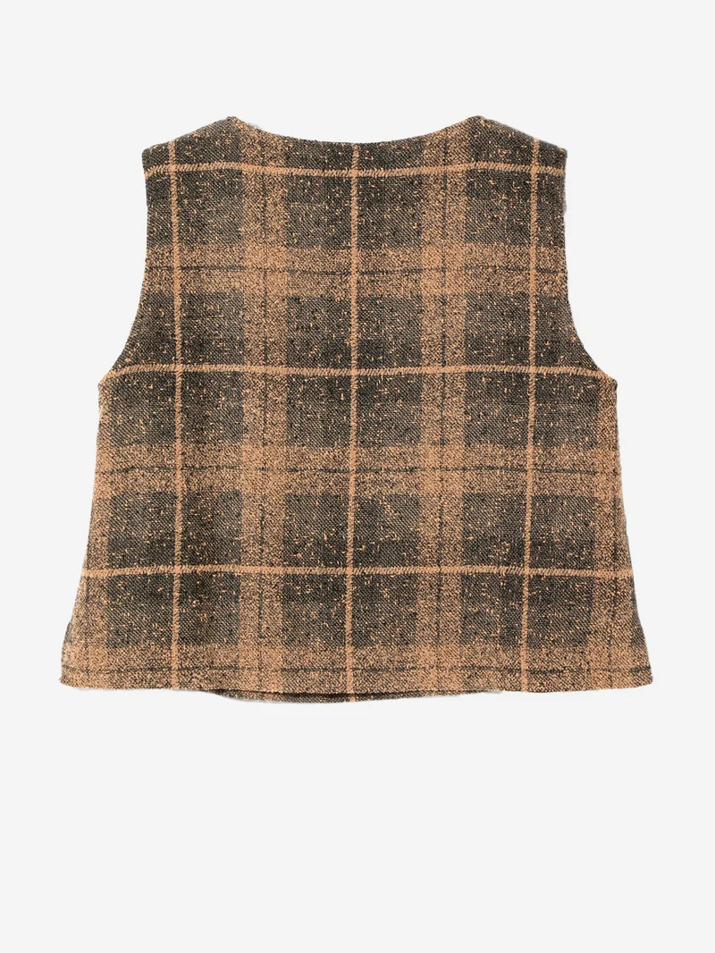 Gilet in tweed di lana a quadri