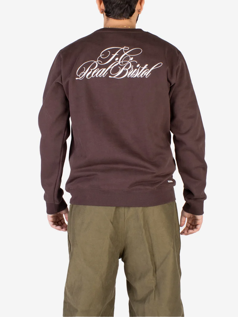 Felpa girocollo marrone Script
