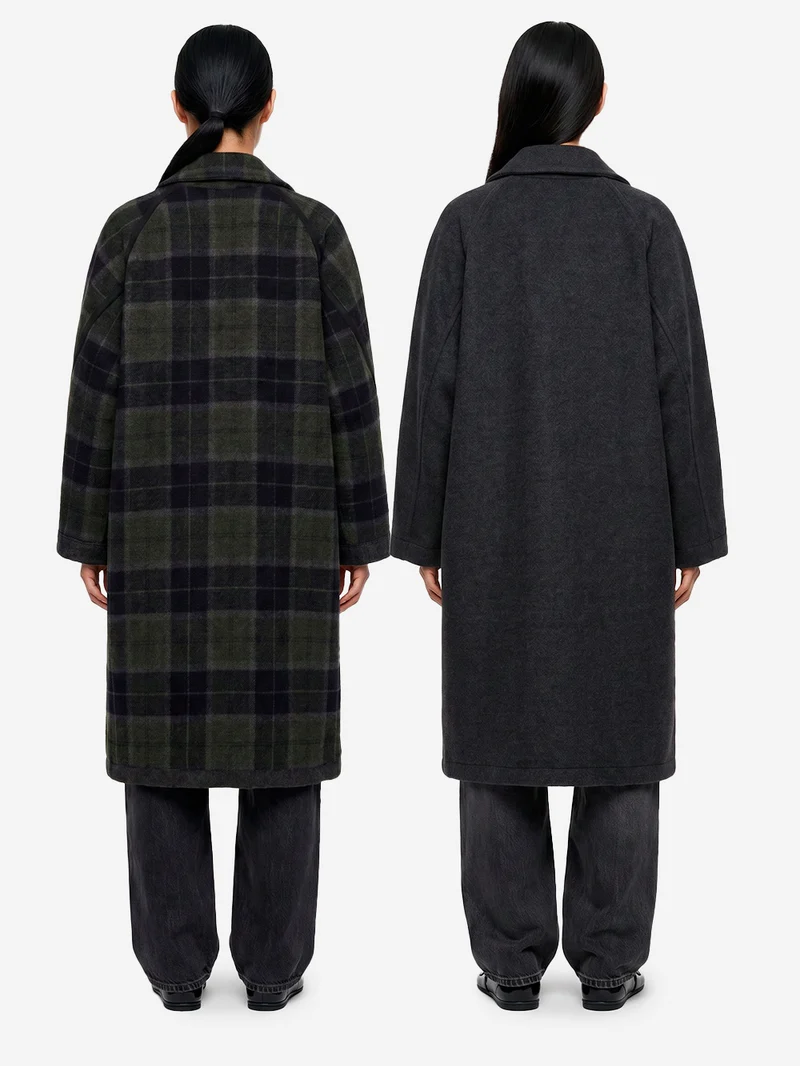 Trench coat reversibile Army in misto lana