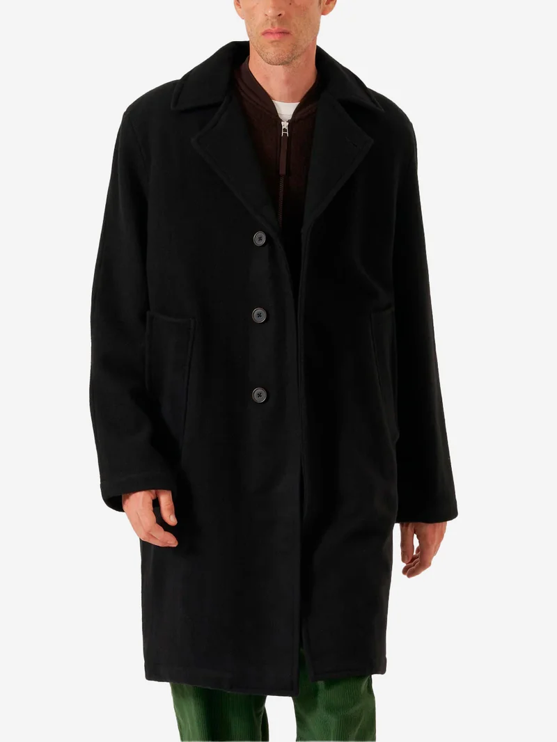 Cappotto nero in misto lana 'Manhatten'