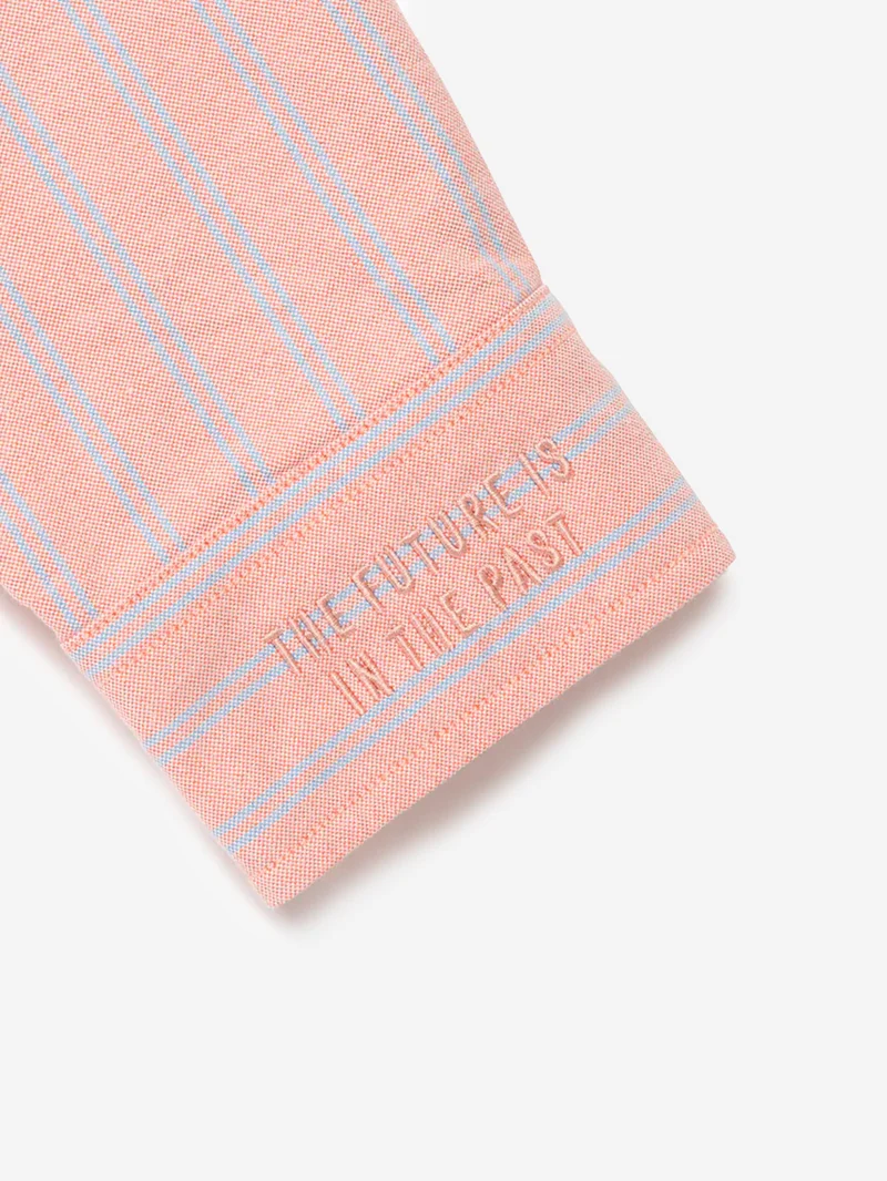 Camicia Oxford a righe rosa con patch cuore