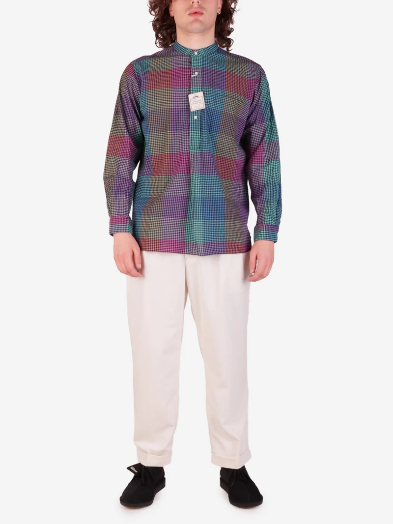 Camicia con collo alla coreana Pullover Madras