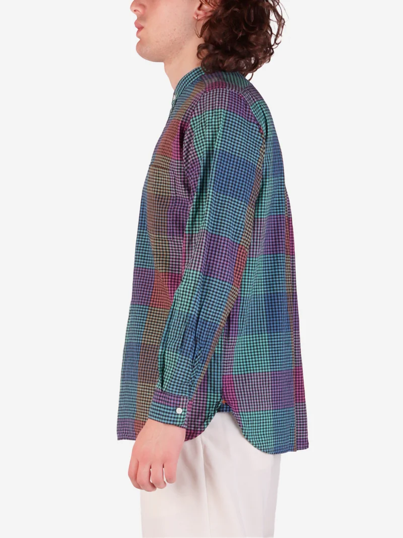 Camicia con collo alla coreana Pullover Madras