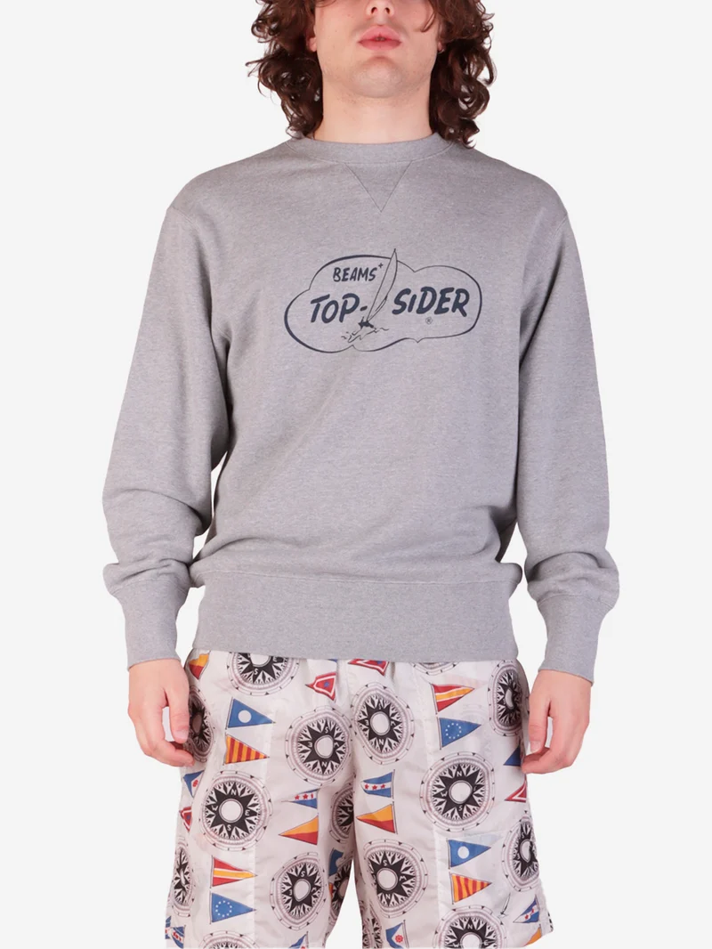 Felpa girocollo grigia Beams Plus x SperryTop-Sider