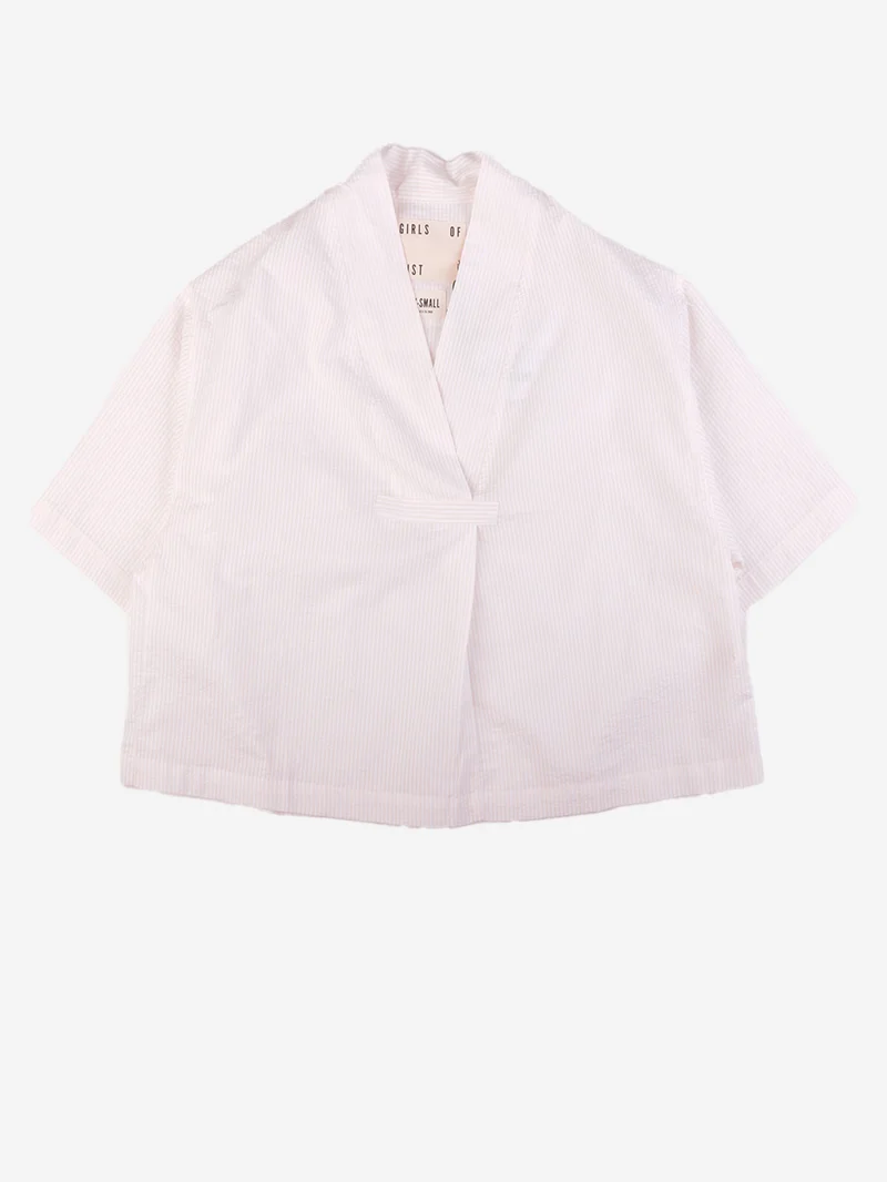 Top maniche corte boxy fit in cotone seersucker
