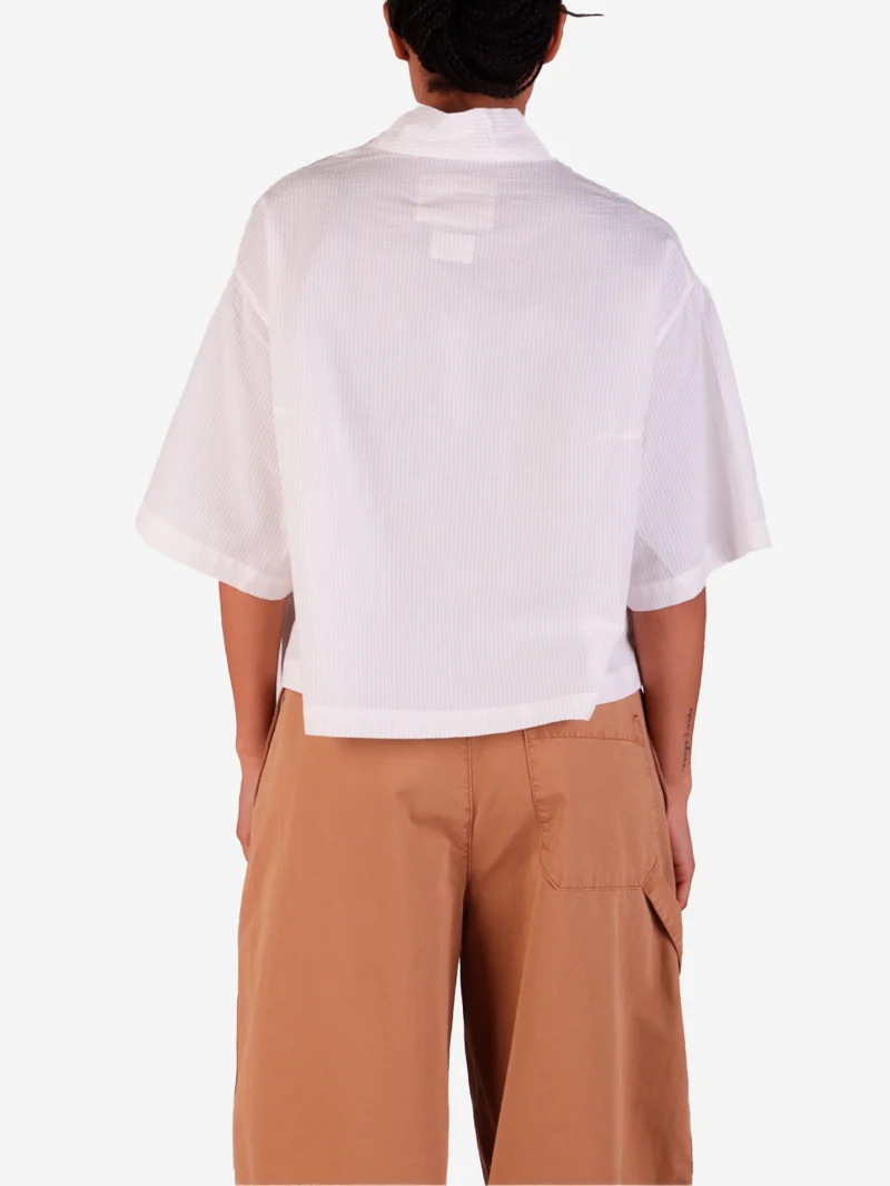 Top maniche corte boxy fit in cotone seersucker