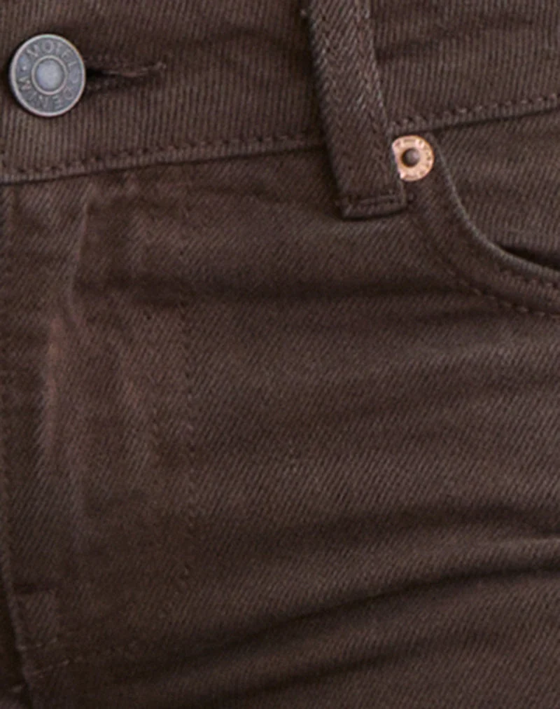 Extra niedrige Flare-Jeans in dunkler Schokoladenbraun