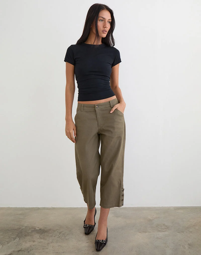 Selesa Capri-Hose aus Twill in Khaki