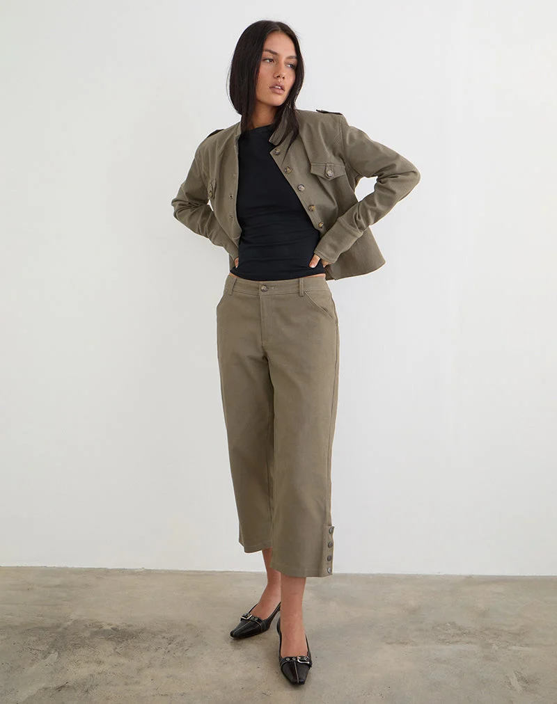 Selesa Capri-Hose aus Twill in Khaki