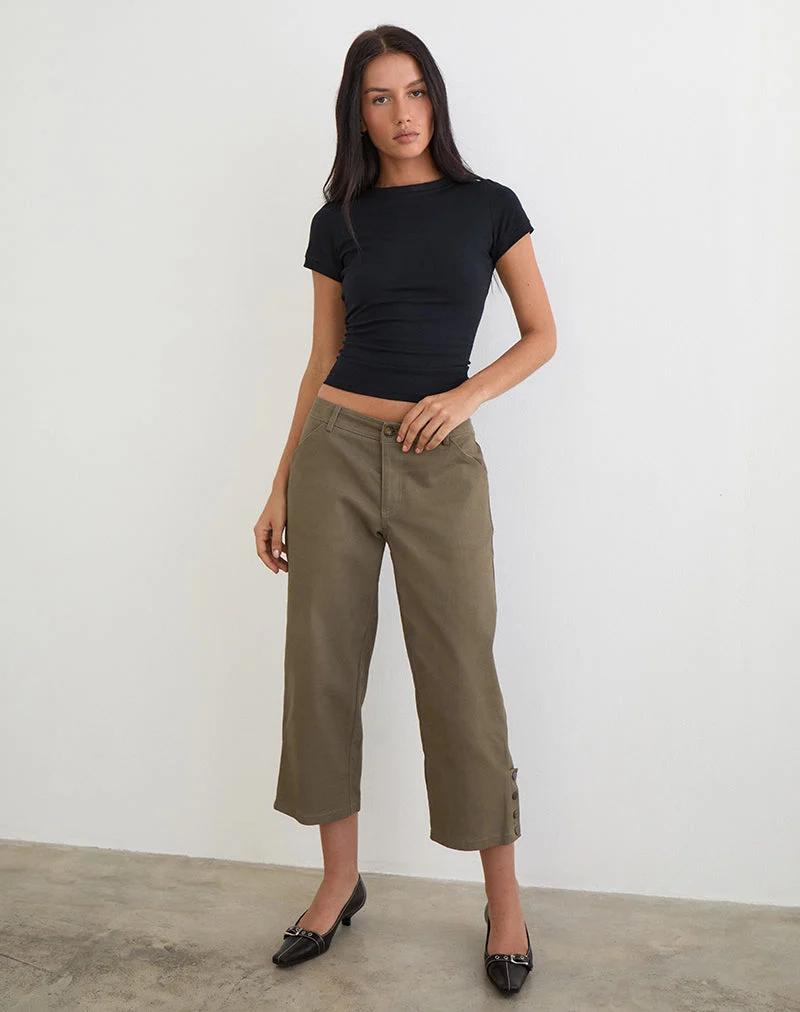 Selesa Capri-Hose aus Twill in Khaki