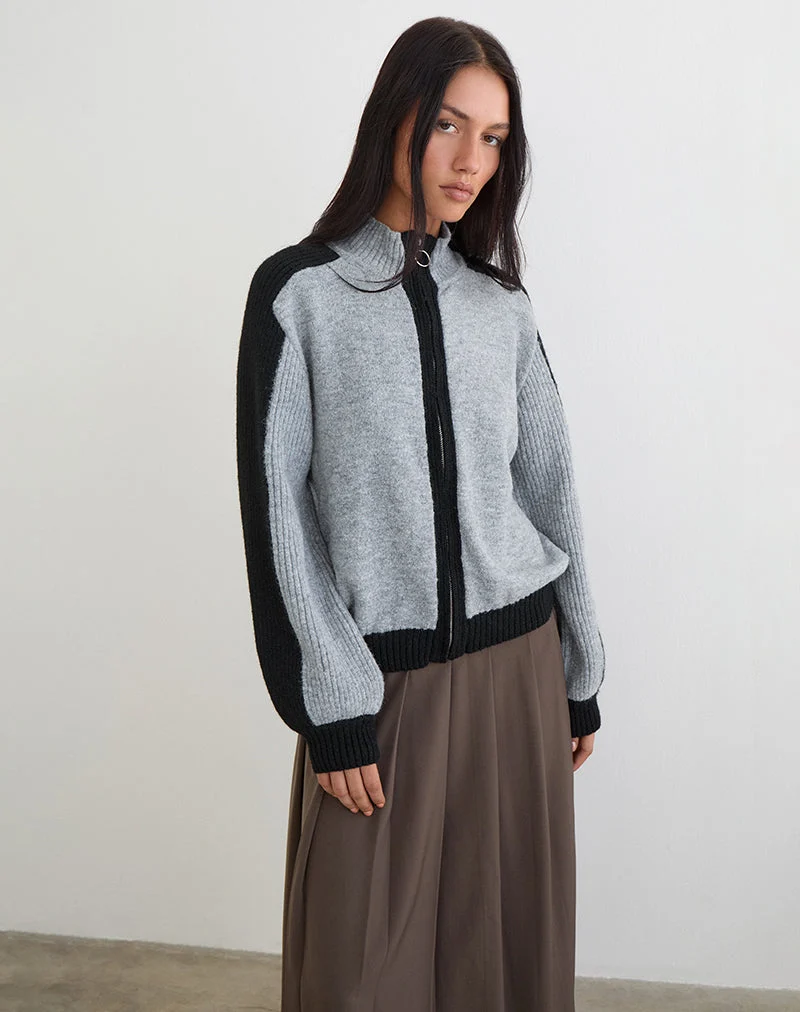 Asrar Jumper aus Strick in Grau und Schwarz