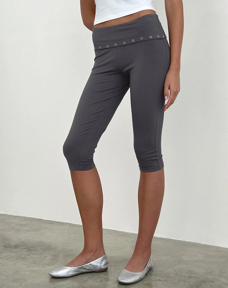 Enmu Capri-Hose aus Jersey in Anthrazit mit Ösen