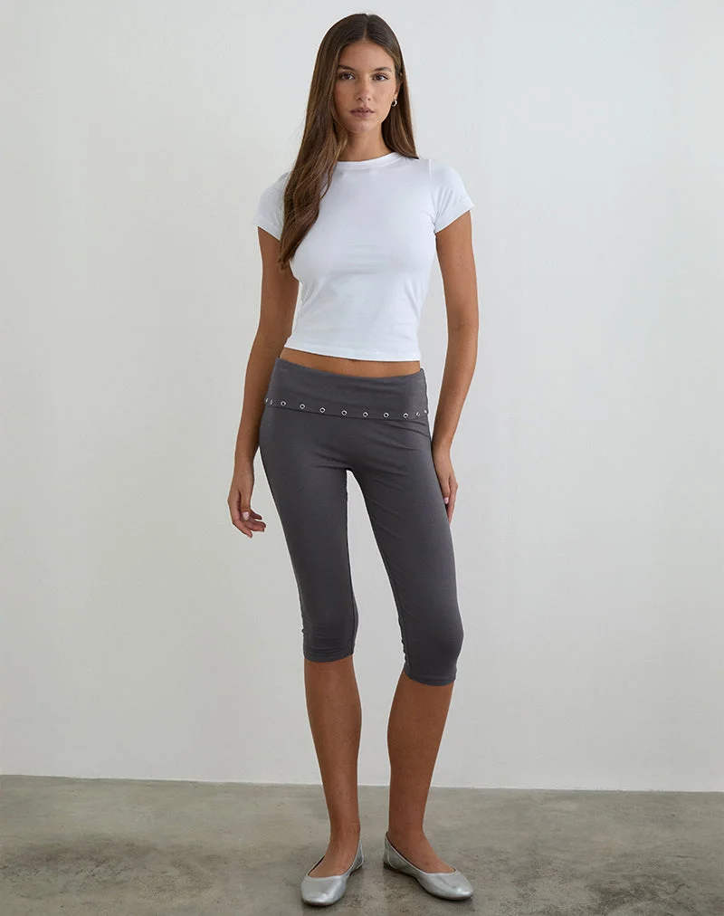Enmu Capri-Hose aus Jersey in Anthrazit mit Ösen