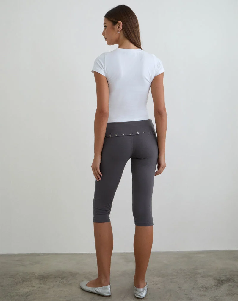 Enmu Capri-Hose aus Jersey in Anthrazit mit Ösen