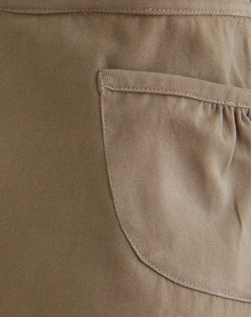 Enyo Minirock aus Twill in Khaki mit Seitentasche