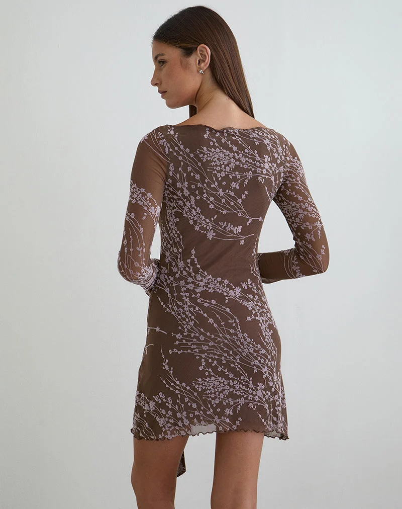Salira Minikleid in Mondbeschienenes Blütenbraun