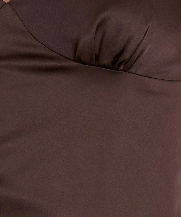 Turuti Cami Top aus Satin in Dunkelbraun