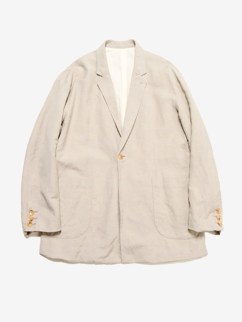Blazer in lino e lana relaxed fit beige