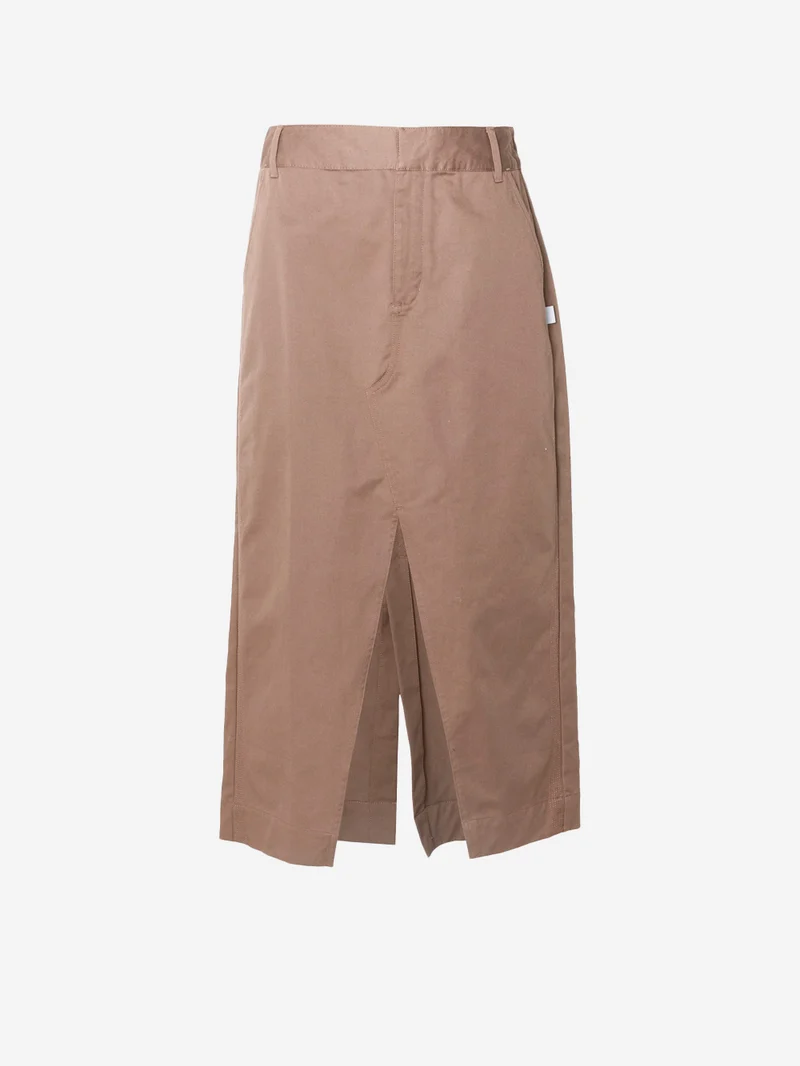Gonna marrone sportiva in twill