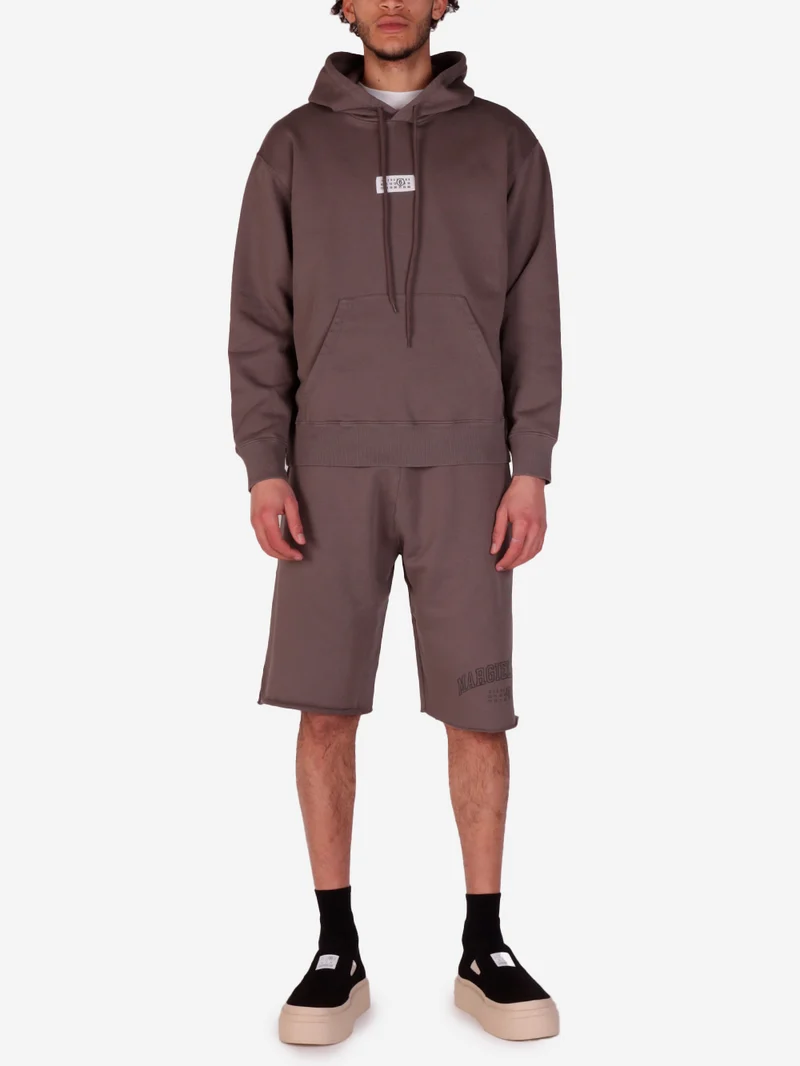 Felpa con cappuccio marrone Logo Numeric
