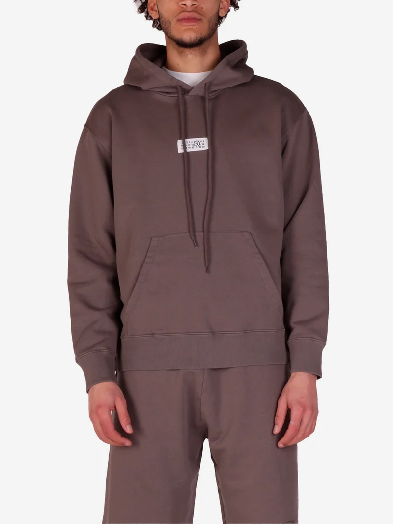 Felpa con cappuccio marrone Logo Numeric