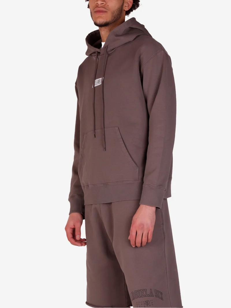 Felpa con cappuccio marrone Logo Numeric