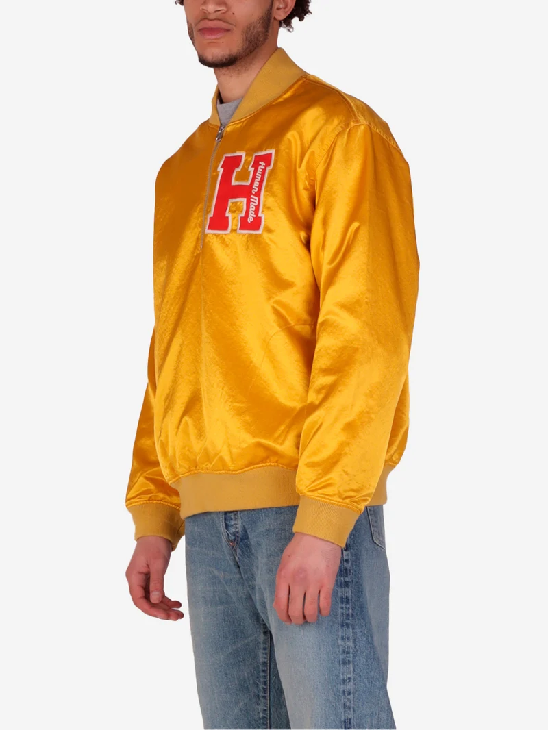 Felpa con zip satinata gialla