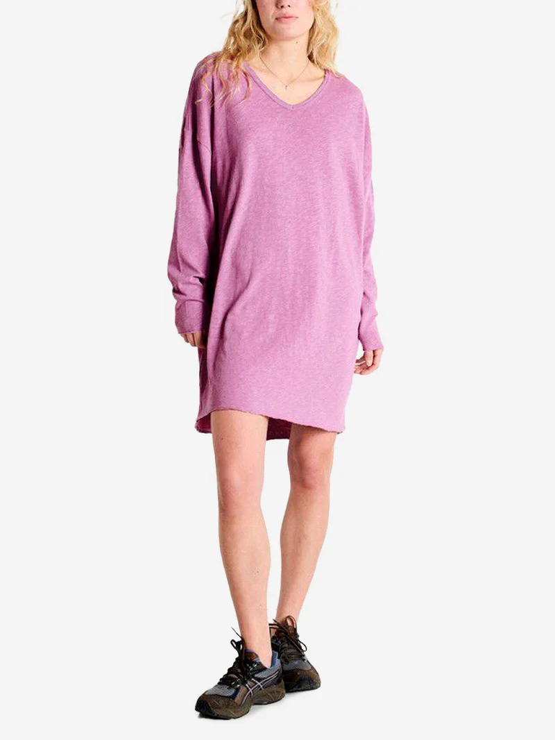 Abito maniche lunghe lilla con scollo a V