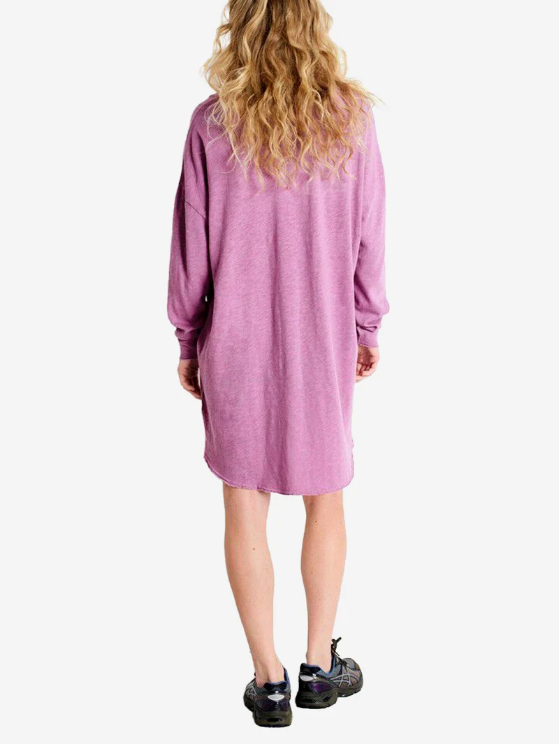 Abito maniche lunghe lilla con scollo a V