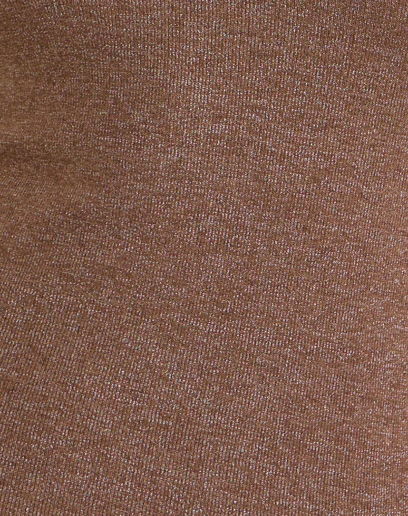 Satuna Top mit Perlen aus schimmerndem Strick, braun
