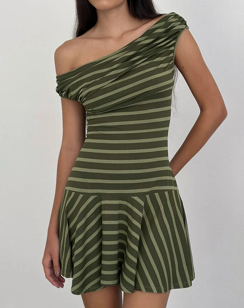 Mausari Minikleid mit breiten Streifen in Grün