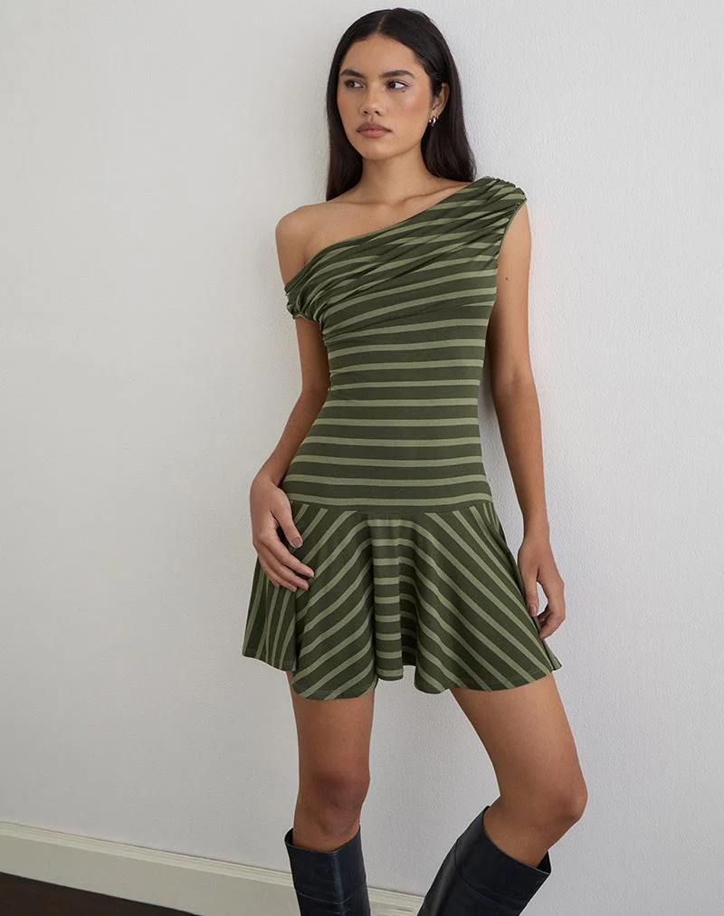 Mausari Minikleid mit breiten Streifen in Grün