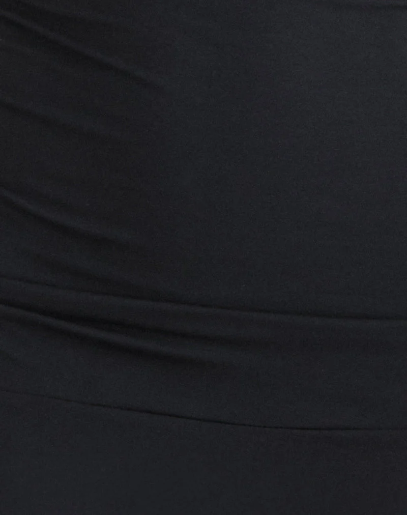 Luscian Plunge Minikleid in Schwarz