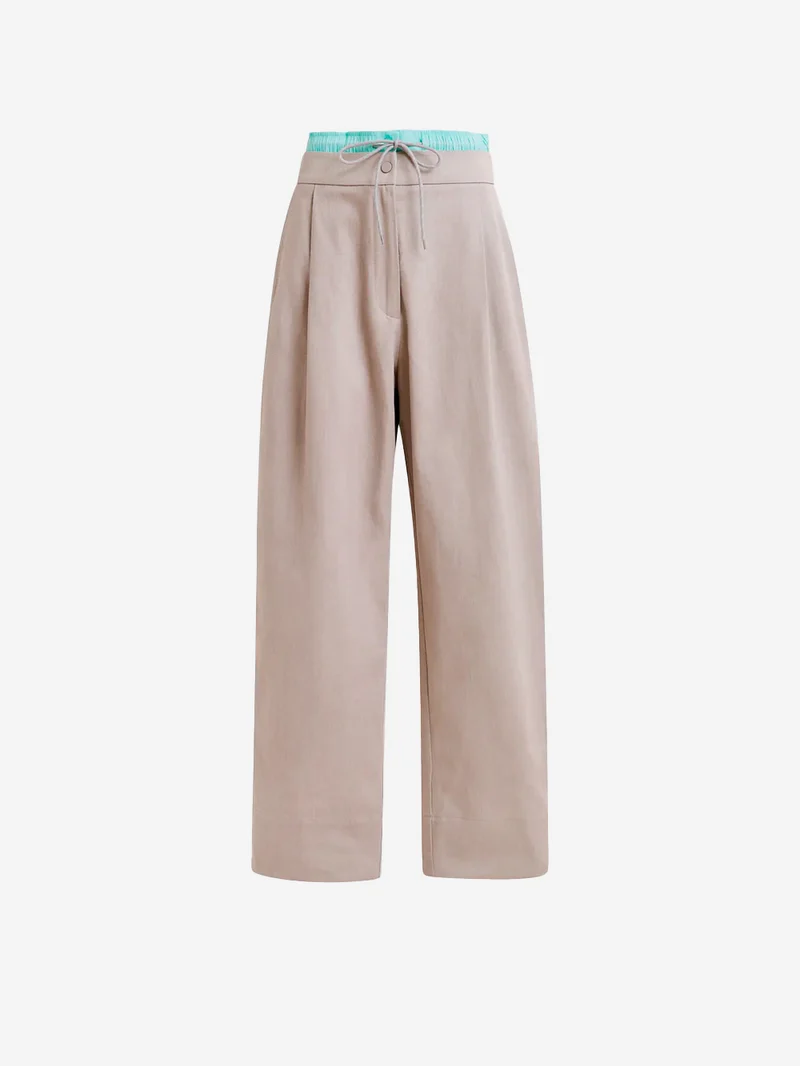 Pantaloni a doppia vita beige e azzurro