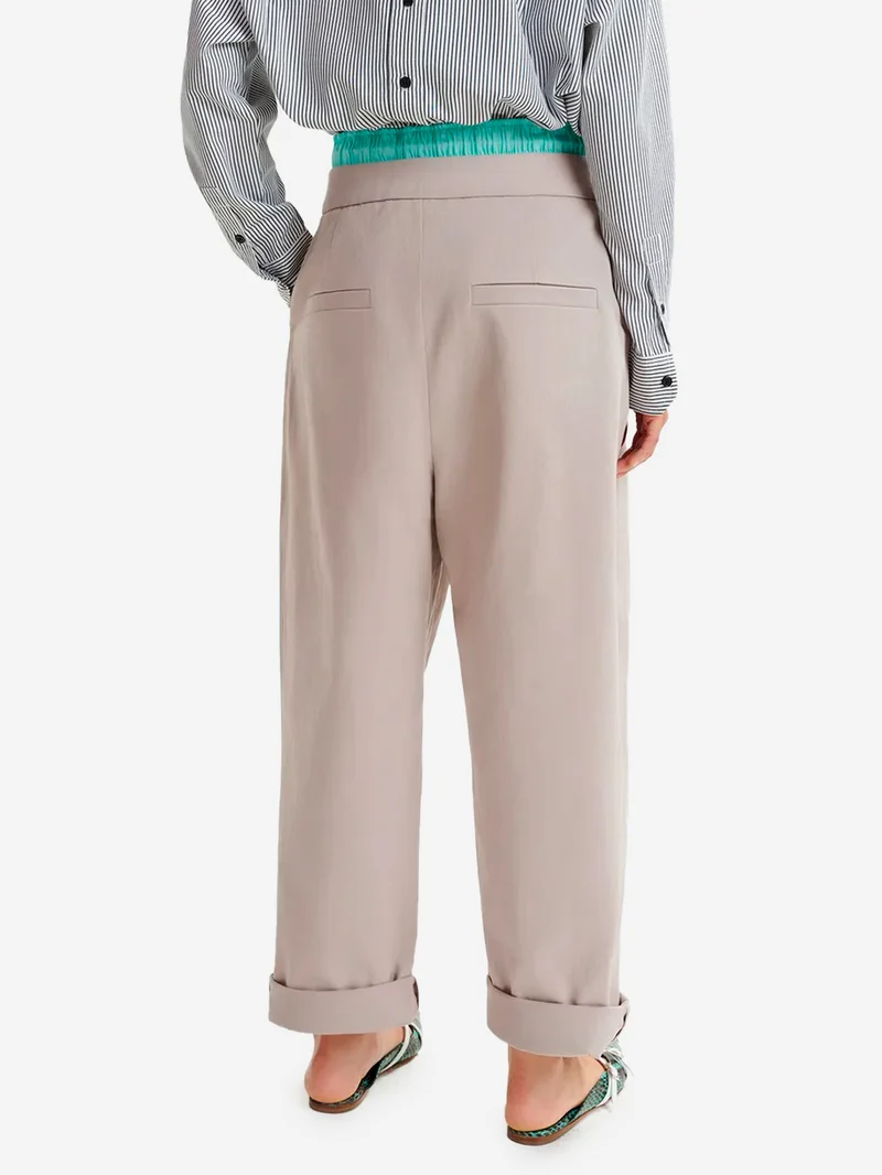 Pantaloni a doppia vita beige e azzurro