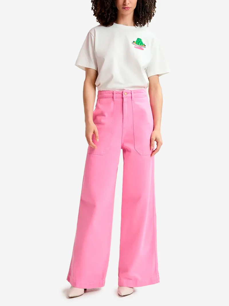 Jeans a gamba larga rosa