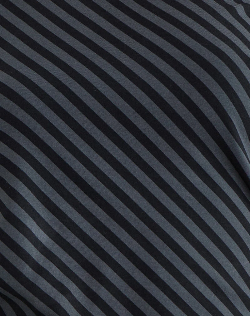 Danama One-Shoulder-Top mit schrägen Streifen in Ocean Storm